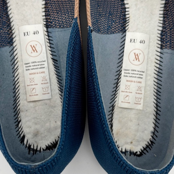 Vivaia Pointed-Toe V-Cut Flats 40 9 Marine Blue Tan - Picture 8 of 10